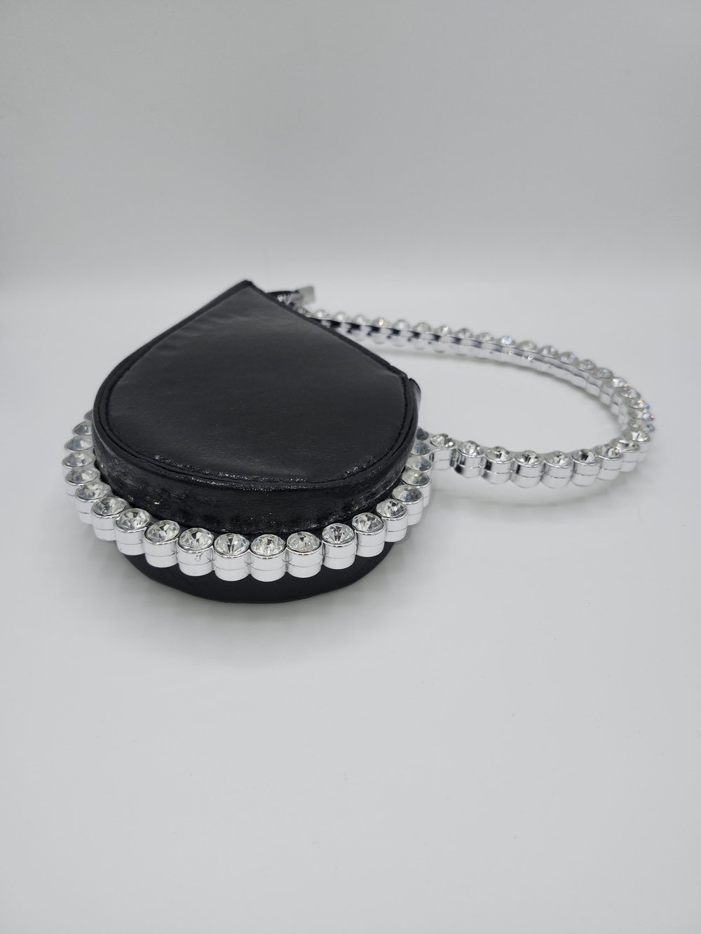Purse Rhinestone-Trim Black Heart Wristlet - Picture 6 of 9
